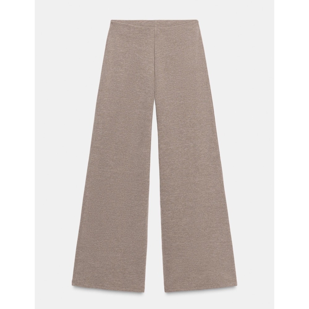 Zara Womens Basic Pique Knit Wide Leg Pants Taupe Brown Pull On Trousers Size S - Picture 2 of 7